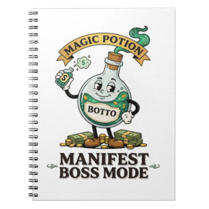 Botto Manifest Boss Mode Retro 1930s Cartoon Potio Notebook