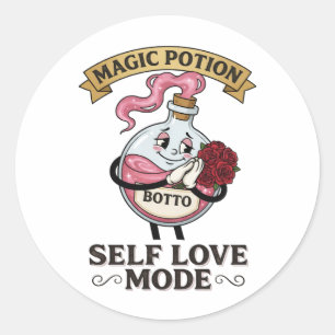 Botto Self Love Mode Vintage Magic Potion A Classic Round Sticker