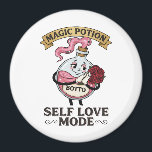 Botto Self Love Mode Vintage Magic Potion A Magnet<br><div class="desc">Celebrate your personal growth with Botto  "Self Love Mode." This unique vintage-inspired design features a whimsical pink magic potion bottle adorned with red roses. Perfect for those who love retro apothecary aesthetics and prioritise self-care. This authentic Botto brand illustration brings a touch of mystical charm to your everyday life.</div>
