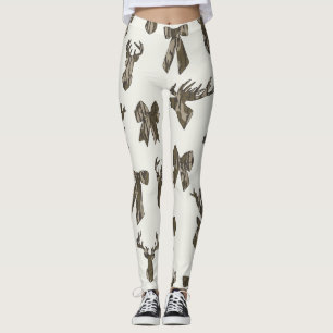 Bottom Lands Camo Coquette Bow for Women Deer Hunt Leggings