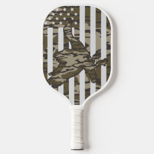 Bottom Lands Camo Patriotic Mallard Duck Camo Pickleball Paddle