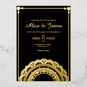 Bottom Mandala Classic Black Gold Foil Wedding