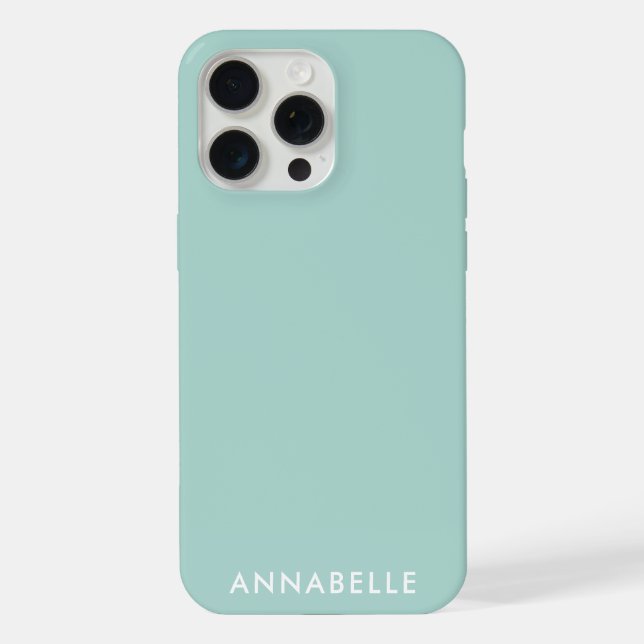 Bottom Monogram Name Teal Blue Minimalist iPhone Case (Back)