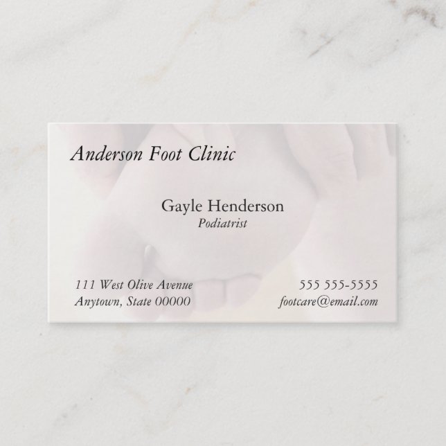 Bottom of foot business card (Front)