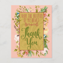Bottom of My Heart Floral Thank You Card