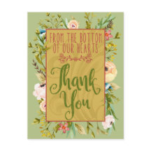 Bottom of Our Hearts Floral Thank You Postcard