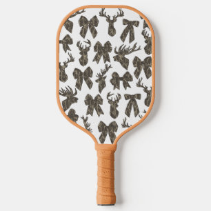 Bottomland Camo Coquette Bow Deer Hunting Women Pickleball Paddle