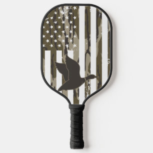 Bottomland Camo Duck Hunting American Flag USA Pickleball Paddle