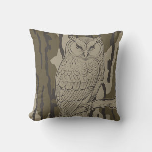 Bottomland Camo Owl on Branch vintage Cushion