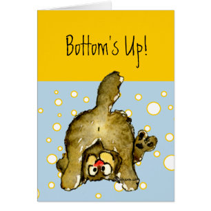 Bottom's Up Cartoon Cat Card