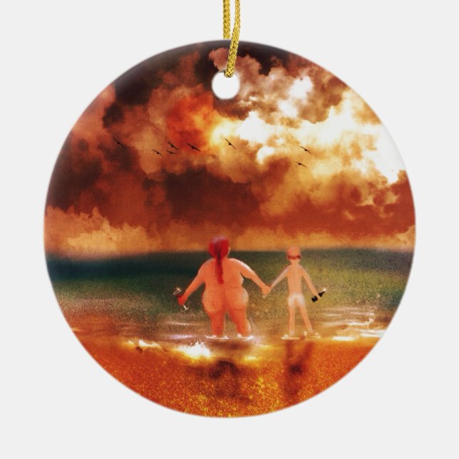 Bottoms Up Ceramic Tree Decoration (Front)