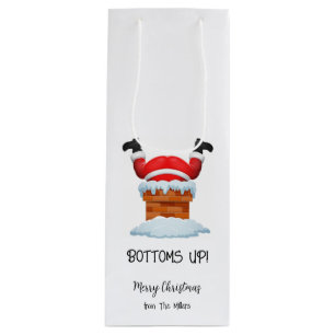 Bottoms Up Christmas Santa Wine Gift Bag