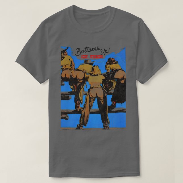 BOTTOMS UP Cody Wyoming Retro 70s Western Souvenir T-Shirt (Design Front)