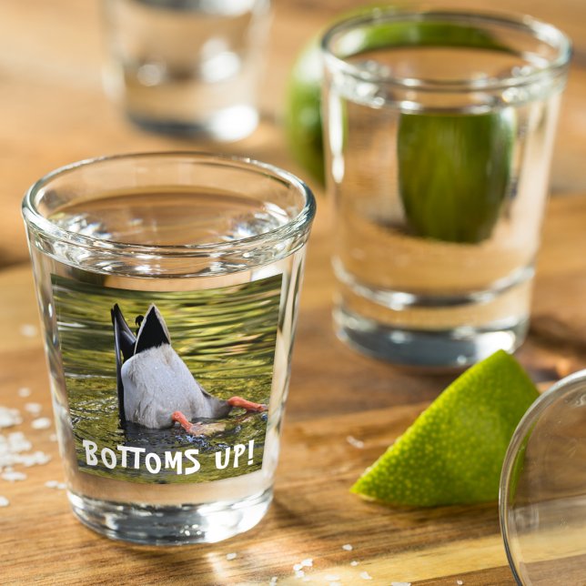 Bottoms Up Dunking Duck Photo Shot Glass (In Situ)