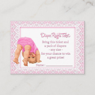 Bottoms Up Girl Diaper Raffle Ticket Enclosure Card