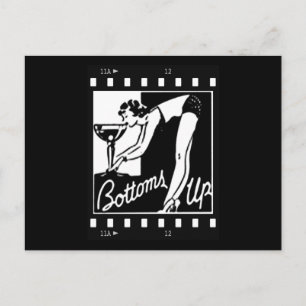 Bottoms Up Retro Lady Drinking Huge Martini Postcard