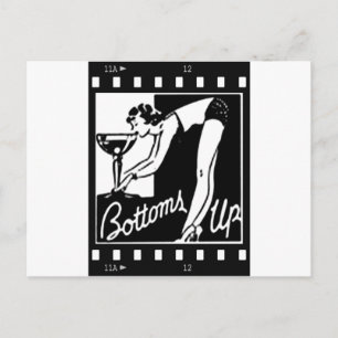 Bottoms Up Retro Lady Drinking Huge Martini Postcard