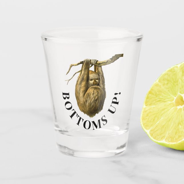 "Bottoms Up" Sloth Shot Glass (Front)