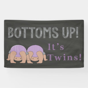 Bottoms Up Twins Baby Shower Banner