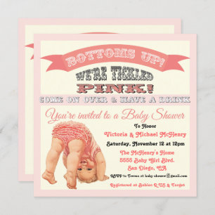Bottom's Up Vintage Baby Girl Shower Invitations