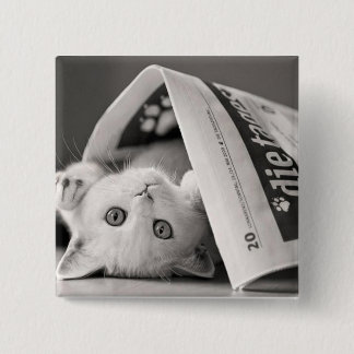 Botton Cat 15 Cm Square Badge