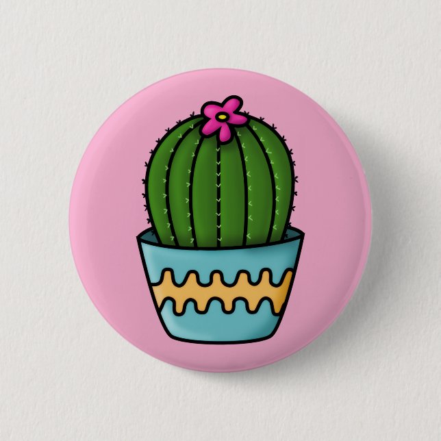 Botton Linha Cactus 6 Cm Round Badge (Front)