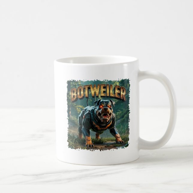 Botweiler Illustration – Robot Rottweiler Funny Coffee Mug (Right)