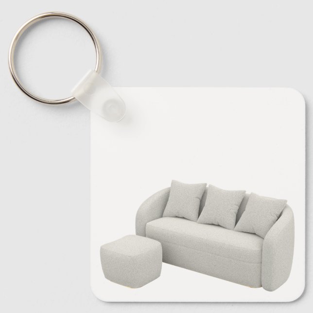 Boucle sofa with ottoman key ring (Front)