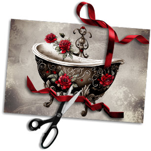 Boudoir Bathtub Old Antique Gold Footed Bath Tub Tissue Paper