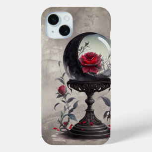 Boudoir   Crystal Ball Crescent Moon Red Roses iPhone 15 Mini Case