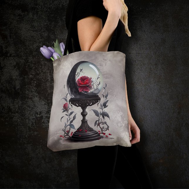 Boudoir | Crystal Ball Crescent Moon Red Roses Tote Bag (Creator Uploaded)
