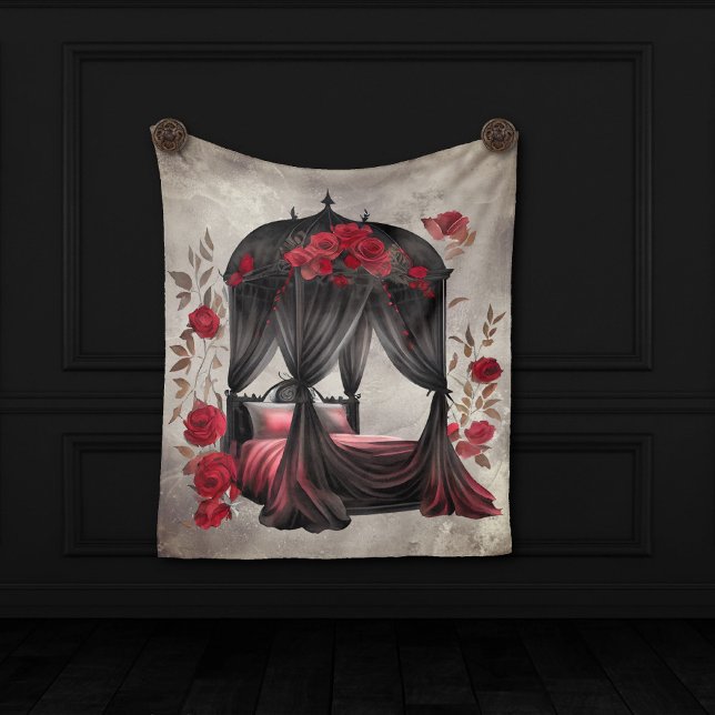 Boudoir | Scarf Canopy Old Antique Poster Bed Fleece Blanket (Creator Uploaded)