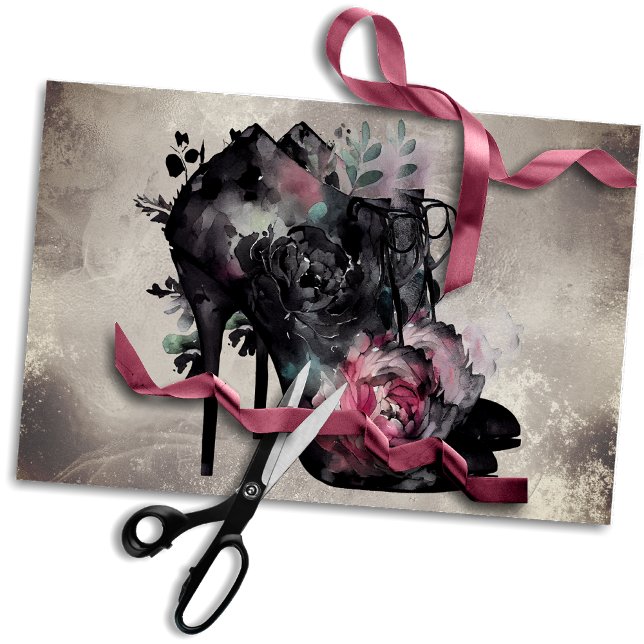 Boudoir | Victorian Pink Rose High Heel Booties Tissue Paper (Creator Uploaded)