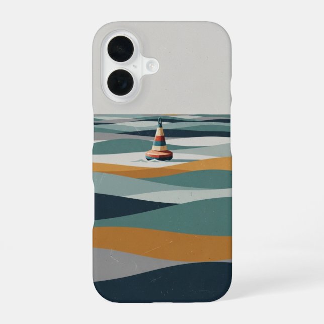 Bouée sur Vagues Géométriques iPhone 16 Case (Back)