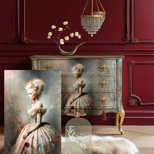 Bouffant Blooms, Rococo Elegance Portrait Art Tissue Paper