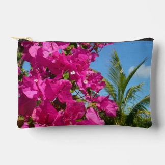 Bougainvillea and Palm Tree Tropical Nature Scene Accessory Pouch