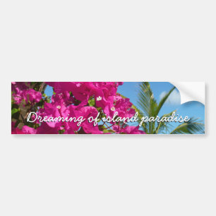 Bougainvillea and Palm Tree Tropical Nature Scene Bumper Sticker