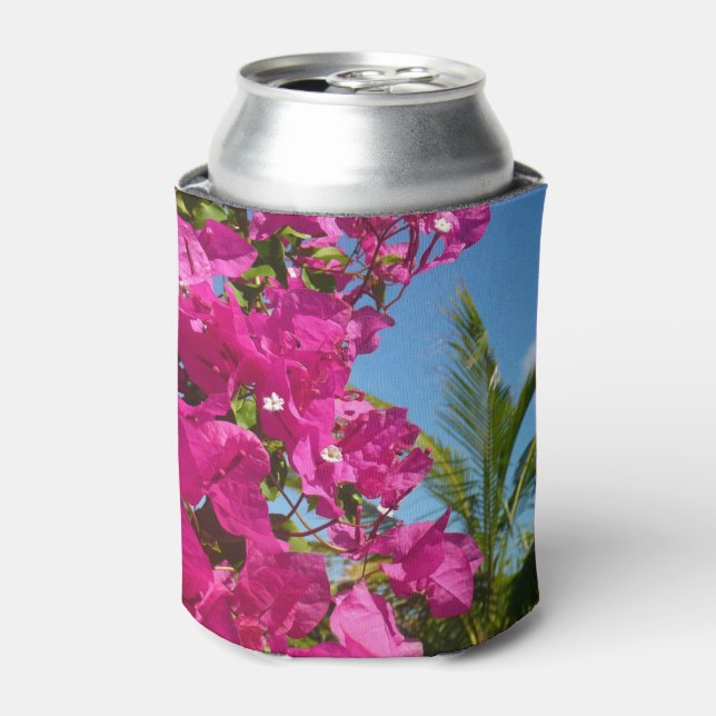 Bougainvillea and Palm Tree Tropical Nature Scene Can Cooler (Can Front)