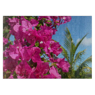 Bougainvillea and Palm Tree Tropical Nature Scene Cutting Board