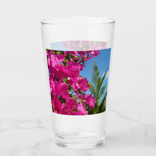 Bougainvillea and Palm Tree Tropical Nature Scene Glass