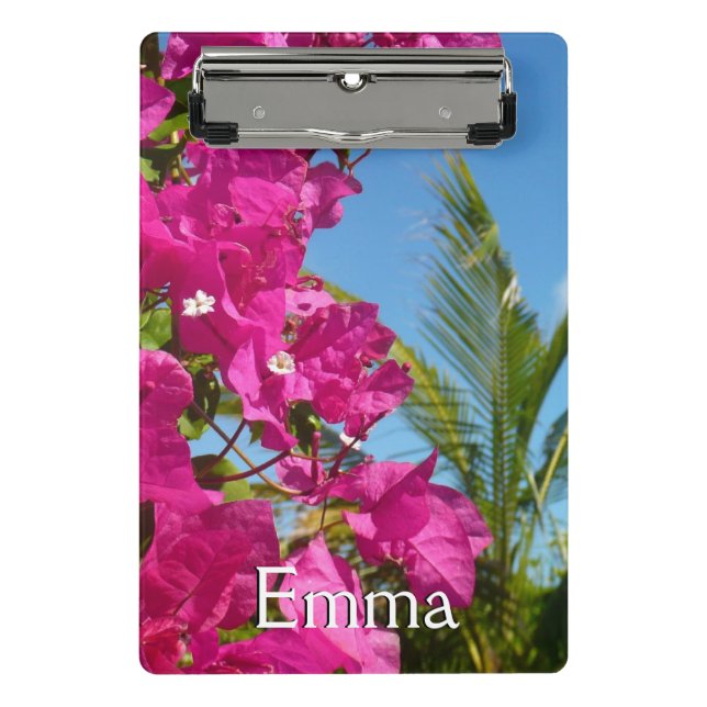 Bougainvillea and Palm Tree Tropical Nature Scene Mini Clipboard (Front)