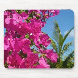 Bougainvillea and Palm Tree Tropical Nature Scene Mouse Pad