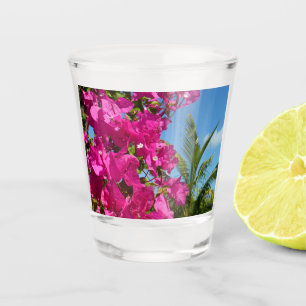 Bougainvillea and Palm Tree Tropical Nature Scene Shot Glass