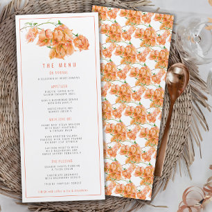 Bougainvillea apricot orange watercolor wedding menu