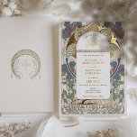 Bougainvillea Burgundy Blue Wedding Art Nouveau<br><div class="desc">Art Nouveau Vintage Floral Blue & Gold Wedding Invitations by Alphonse Mucha in a romantic and whimsical design using Real Gold Foil. Victorian flourishes complement classic art deco fonts. Please enter your custom information, and you're done. If you wish to change the design further, simply click the blue "Customise It"...</div>