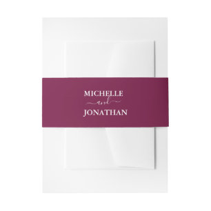 Bougainvillea Burgundy Wedding  Invitation Belly B Band