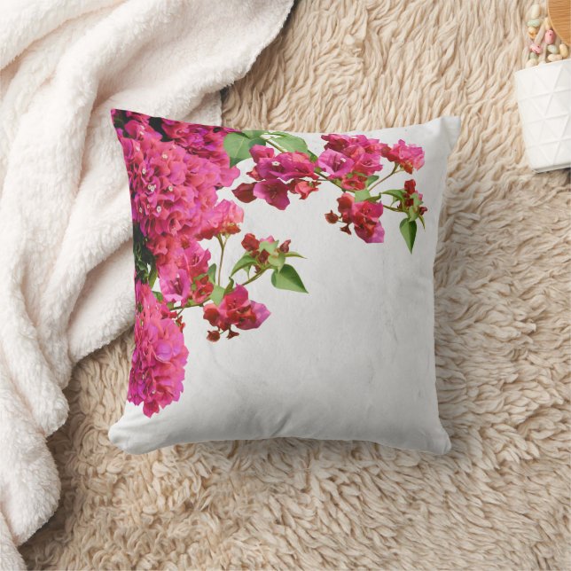 Bougainvillea Floral Mediterranean Greek Island  Cushion (Blanket)