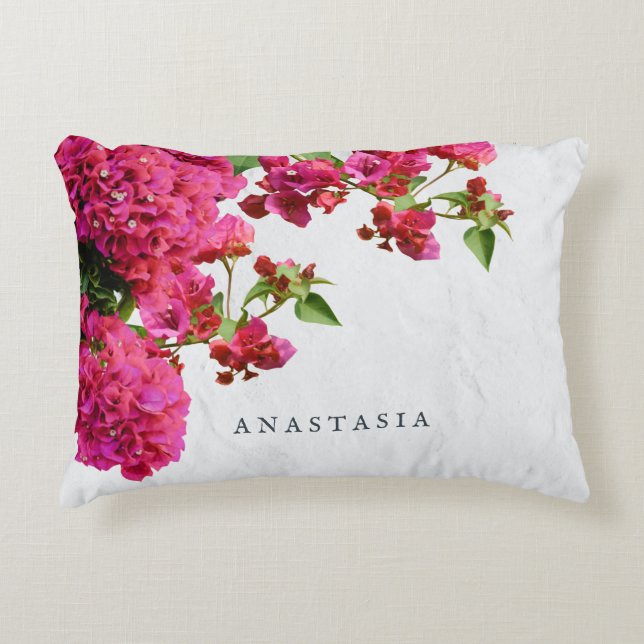Bougainvillea Floral Mediterranean Greek Island  Decorative Cushion (Front)