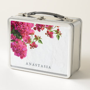 Bougainvillea Floral Mediterranean Greek Island  Metal Lunch Box