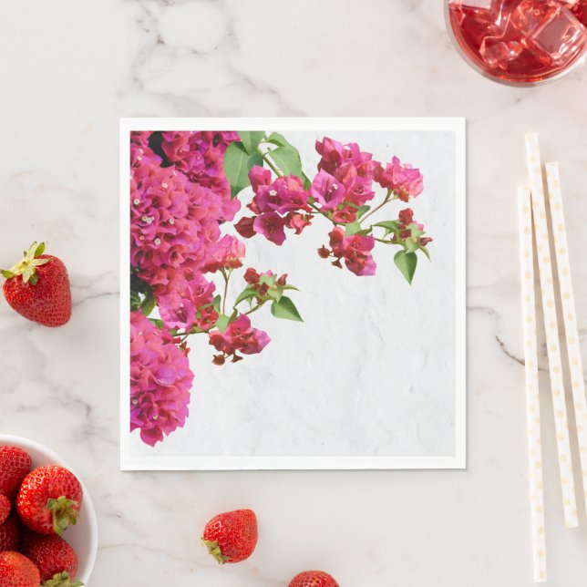 Bougainvillea Floral Mediterranean Greek Island Napkin (Insitu)